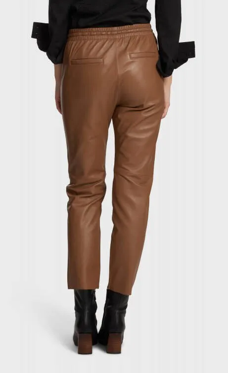 Oakwood women's leather pants in coffee lamb 63641