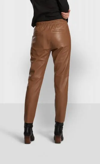 Oakwood women's leather pants in coffee lamb 63641