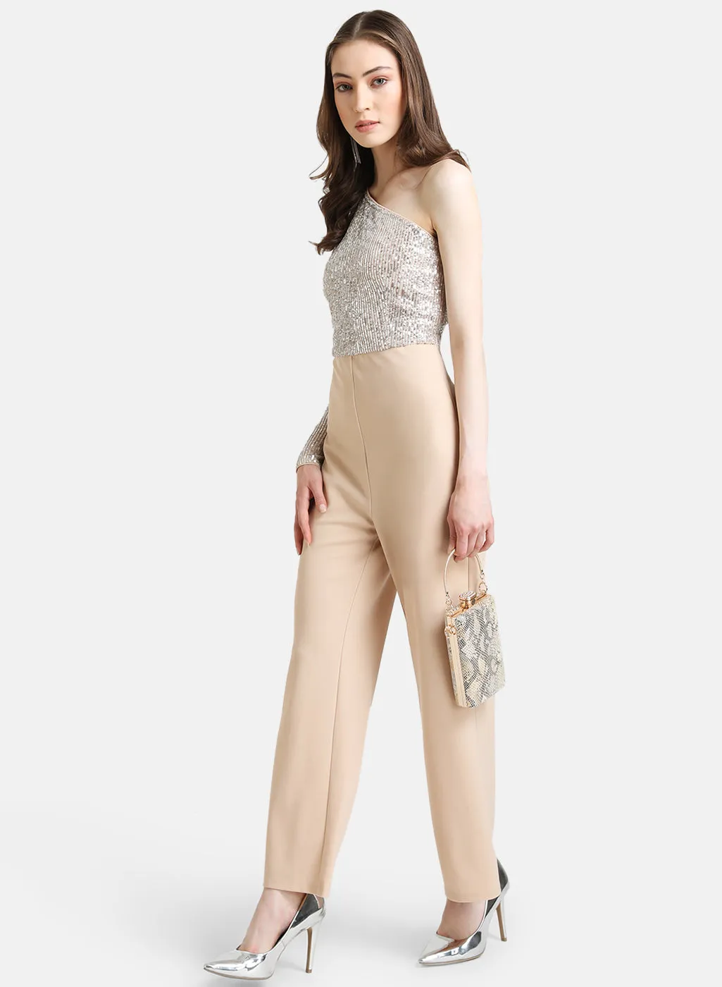 One Shoulder Sequin Jumpsuit