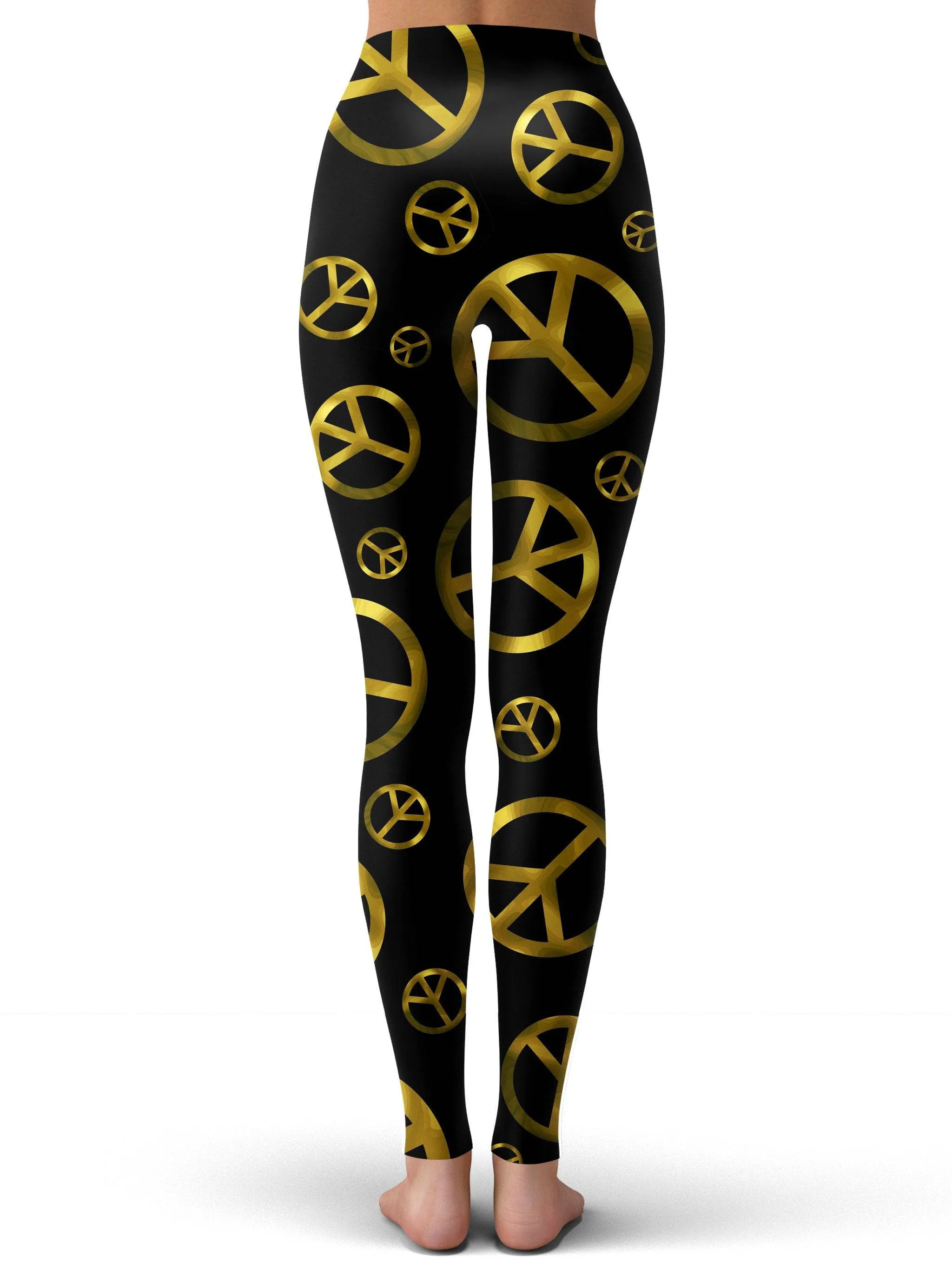 Peace Sign Gold Leggings