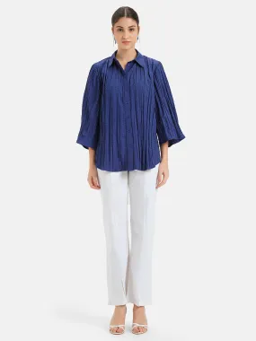 Pleated Crushed Shirt With Flared Sleeves