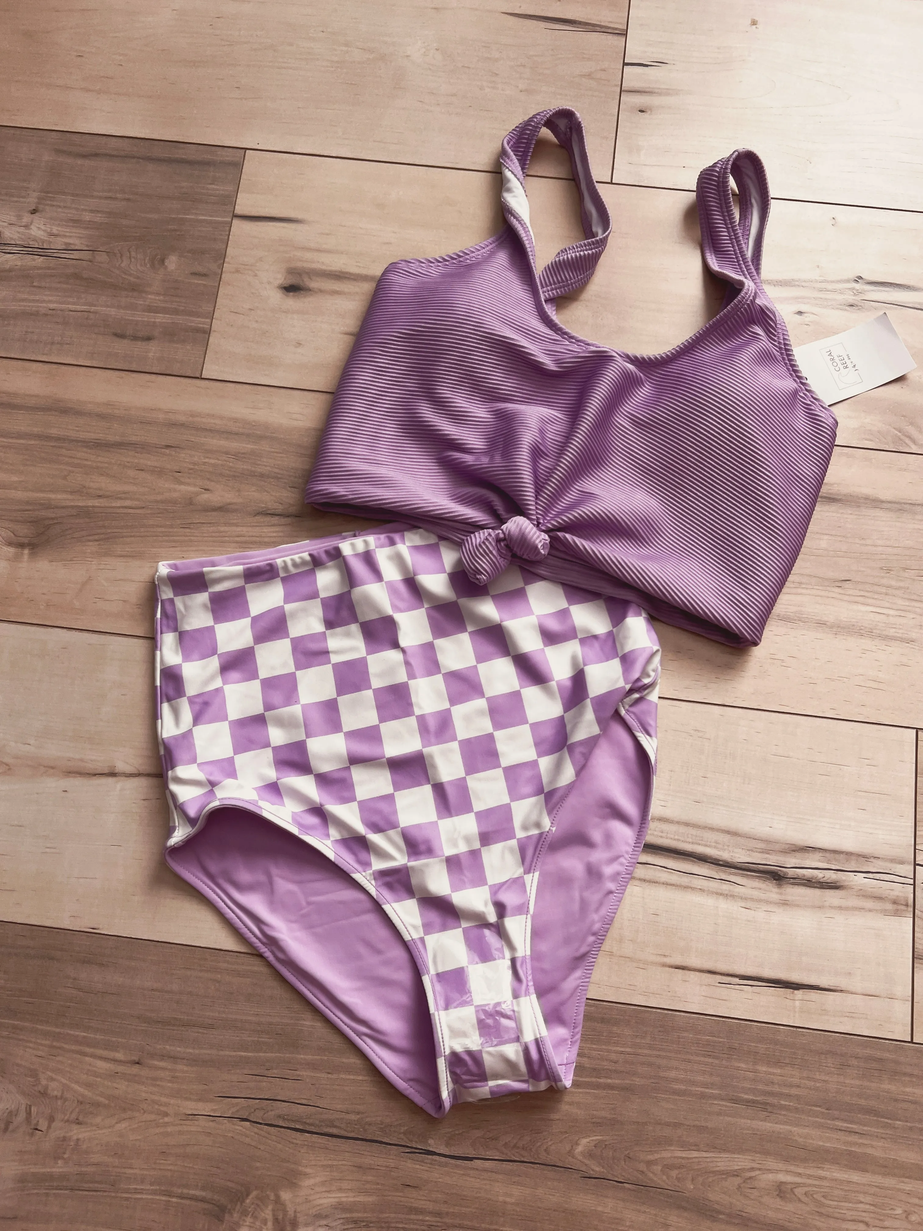 Purple Tie Swim Top