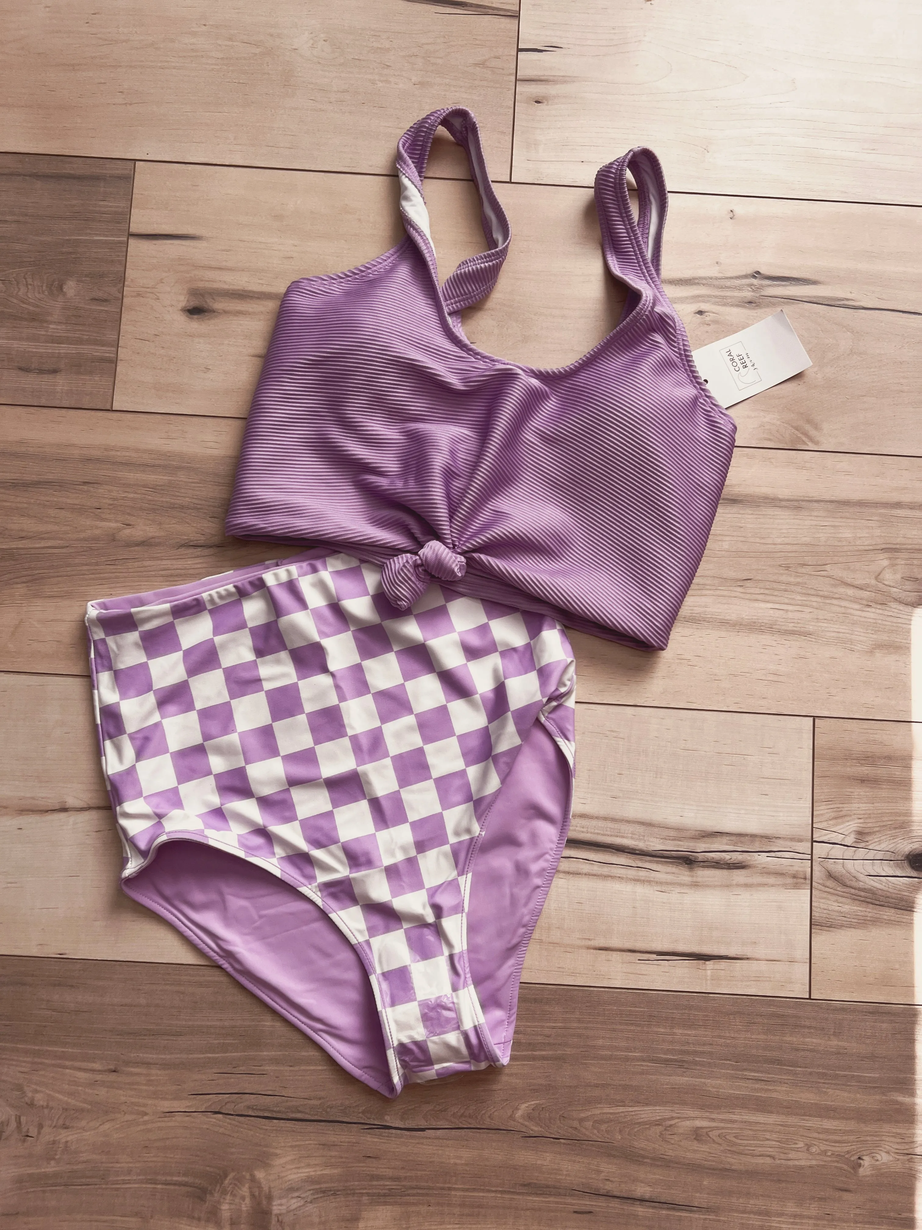 Purple Tie Swim Top