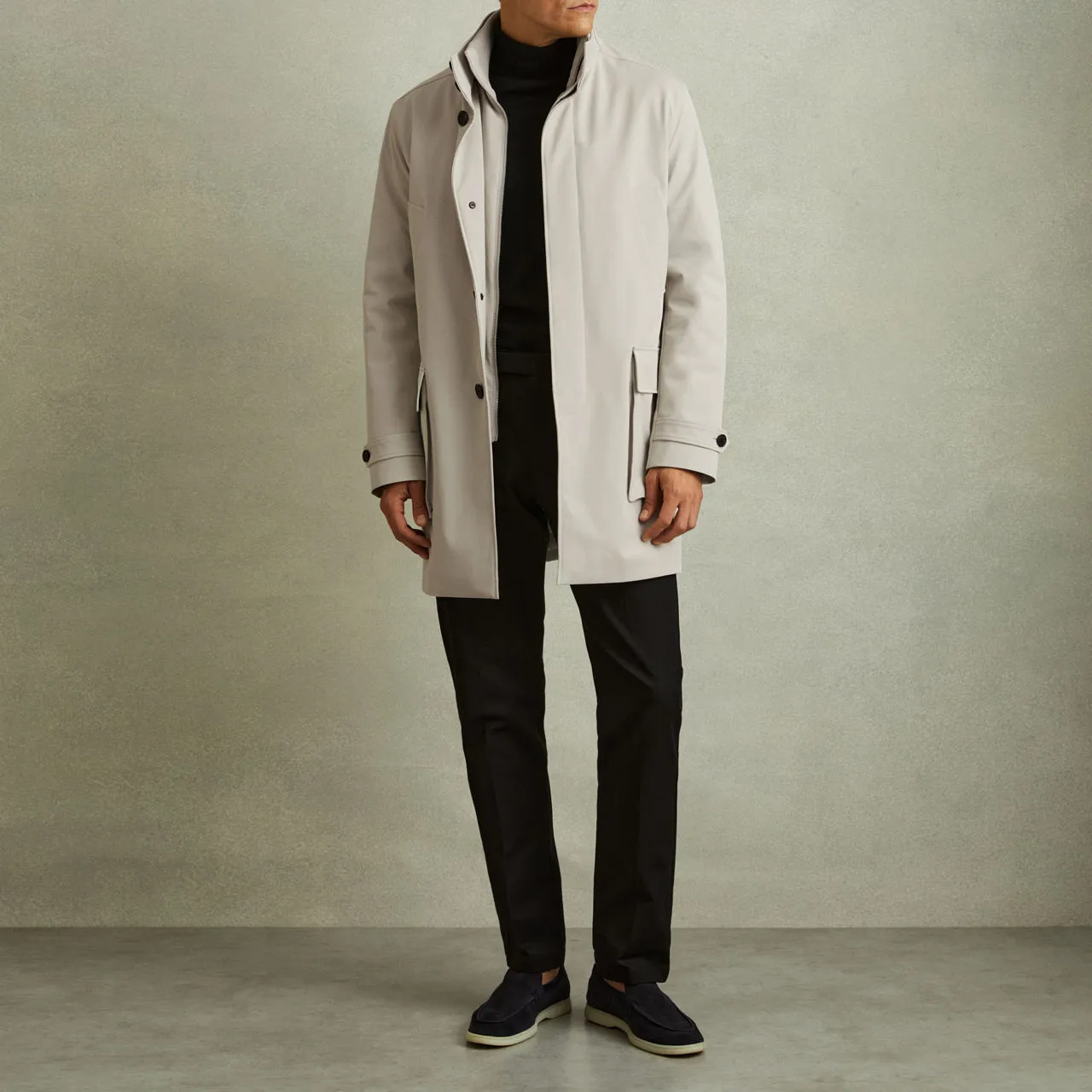 REISS Player Hybrid Overcoat - Beige