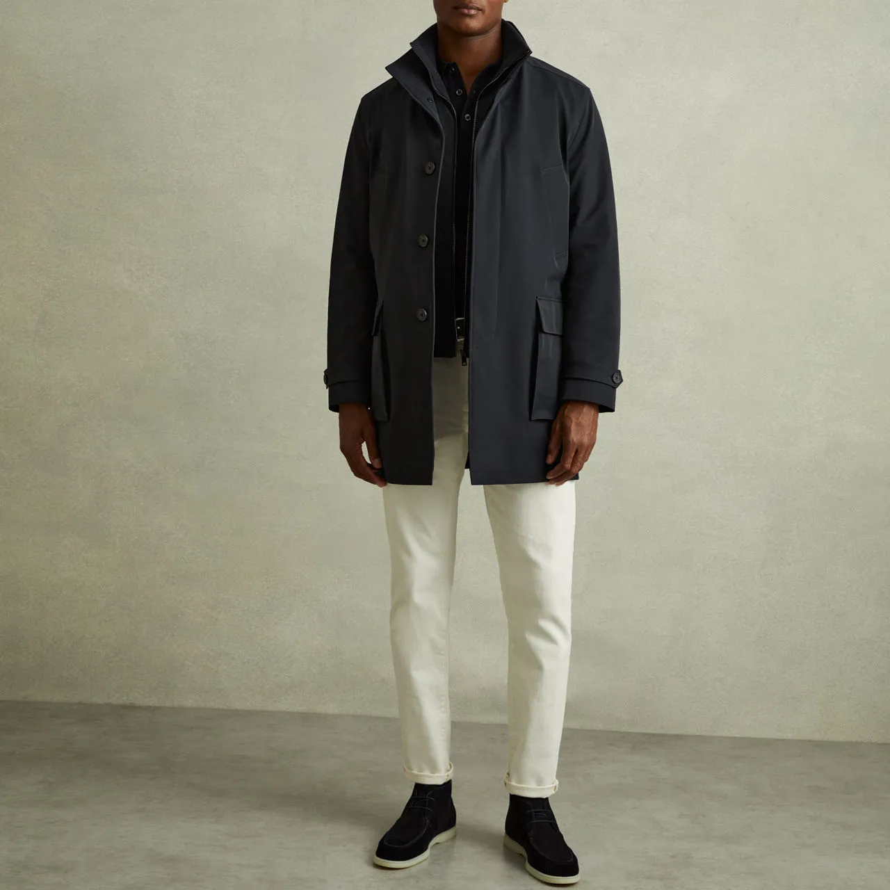 REISS Player Hybrid Overcoat - Blue