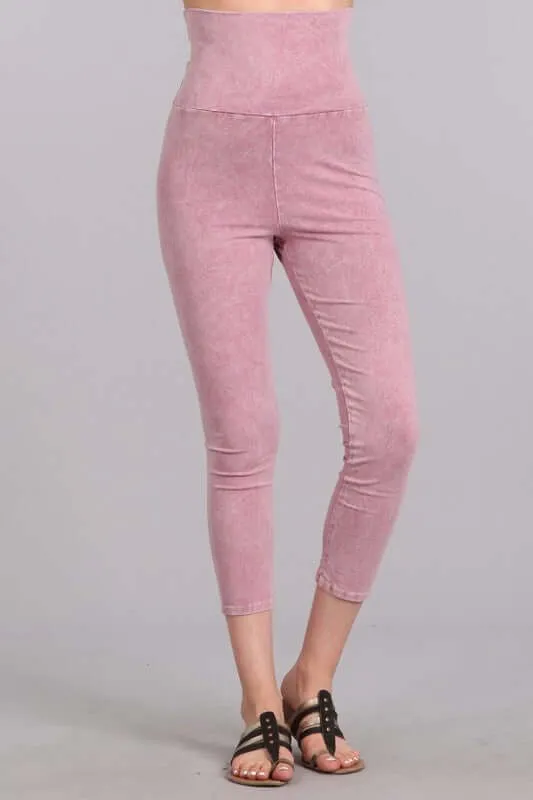 Rose Lilac Mineral Washed Capri Leggings