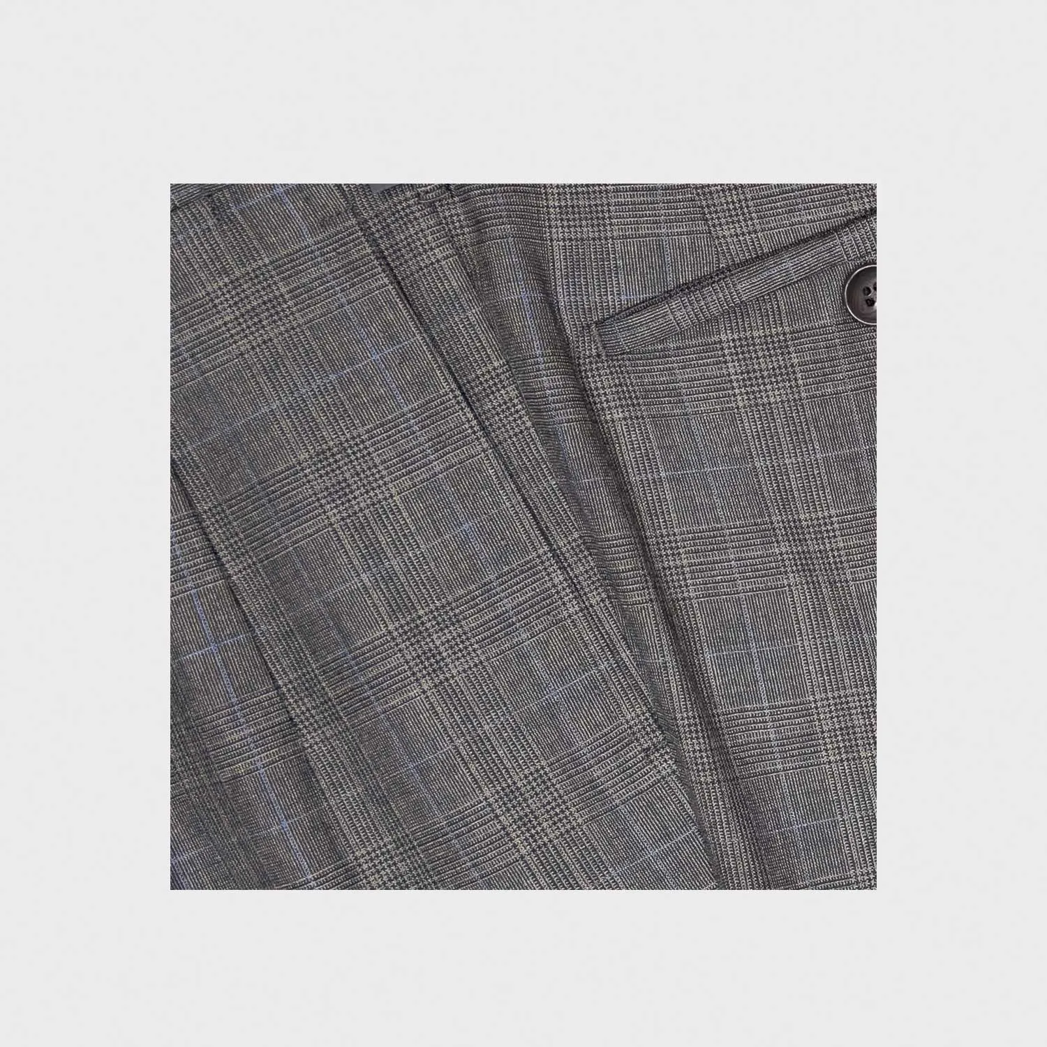 Rota Prince of Wales Wool Trousers Double Pleats Smoke Grey