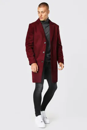 Single Breasted Wool Mix Overcoat | boohooMAN UK