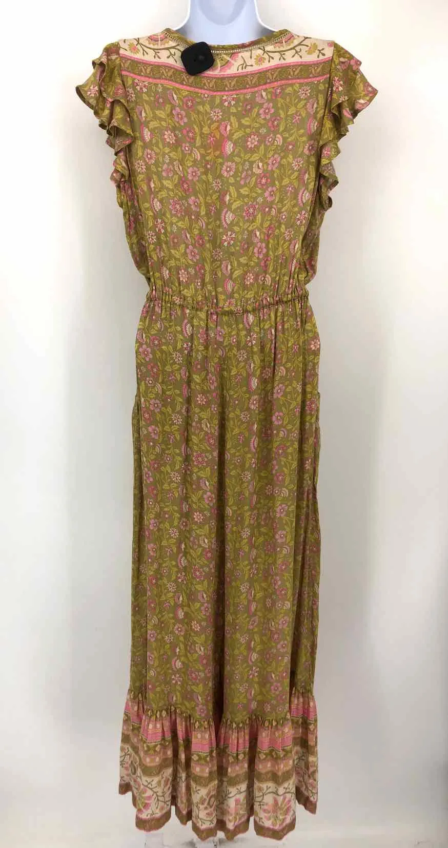 SPELL & THE GYPSY Green Pink Multi Floral Print Pants Size X-SMALL Jumpsuit