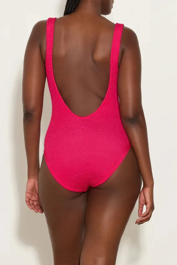 Square Neck Swim Metallic Raspberry