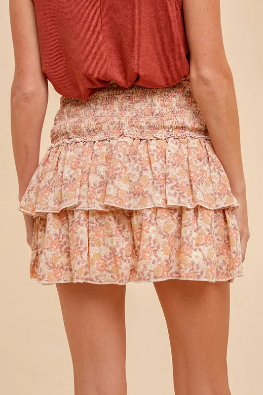 Stella Floral Print Smocked Mini Skirt