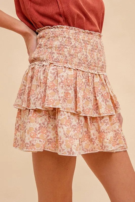 Stella Floral Print Smocked Mini Skirt