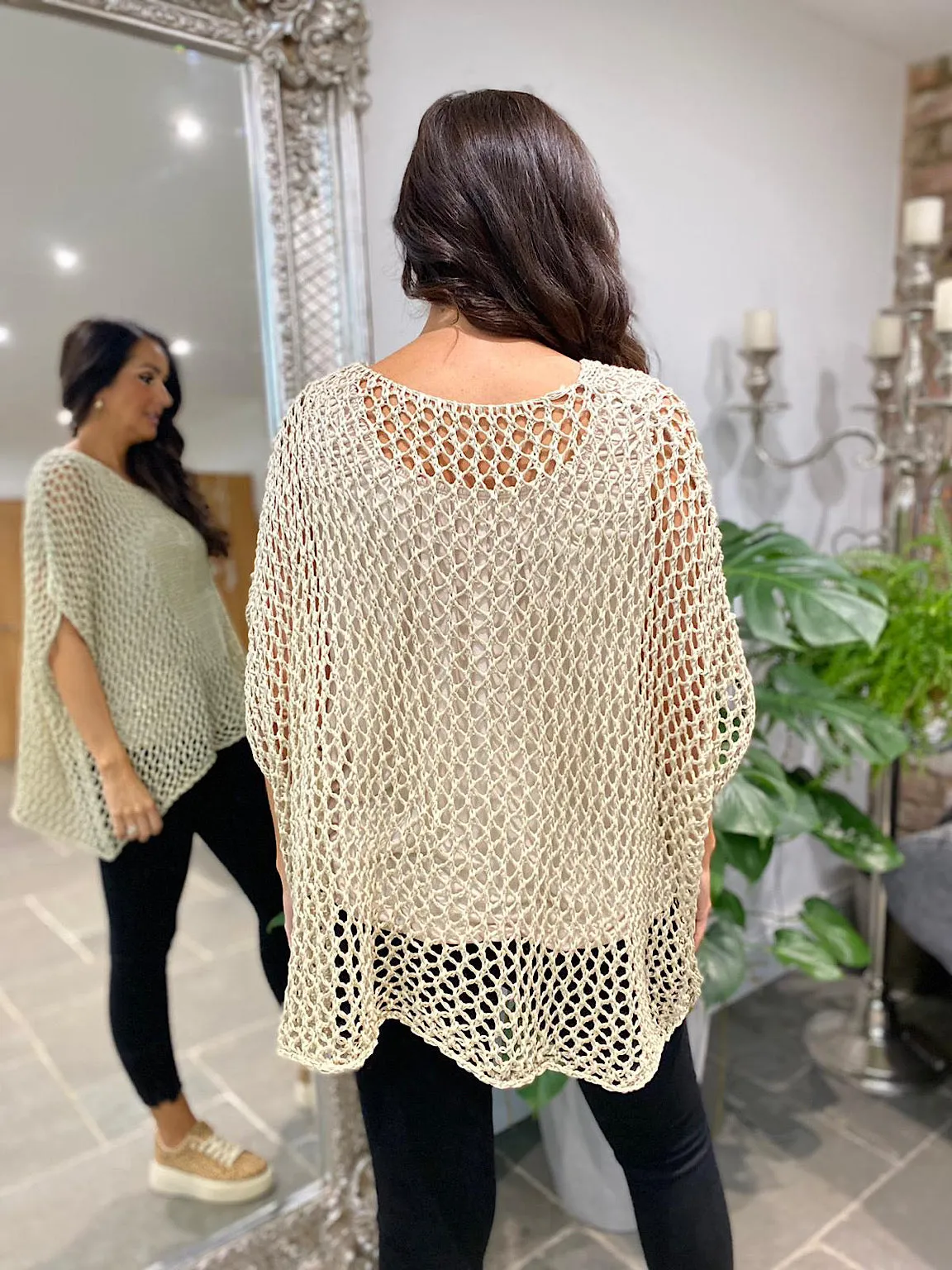 Stone Loose Knit Heart Top Melody