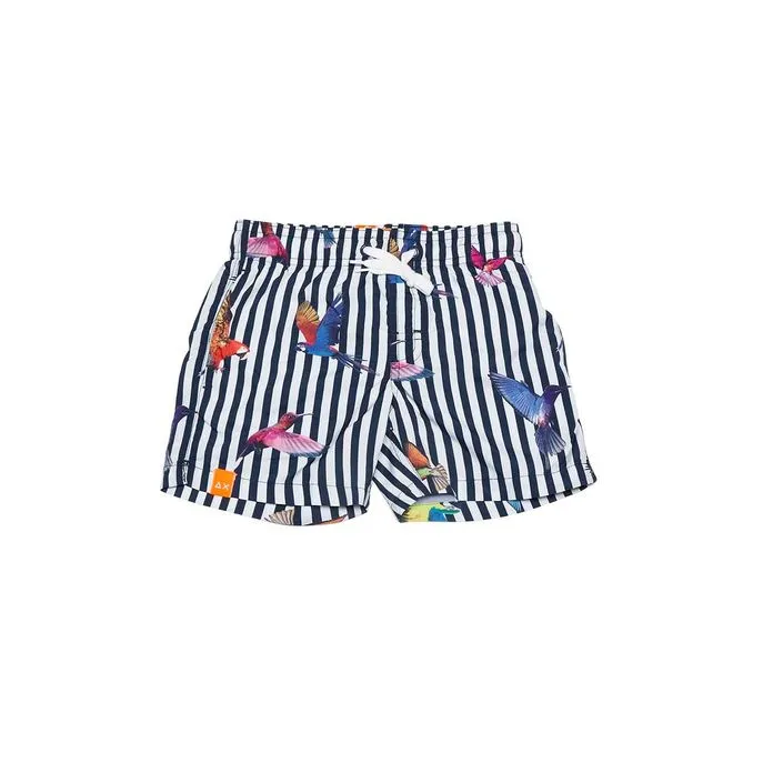 STRIPES SWIM PANT WITH PARROTS Man Navy