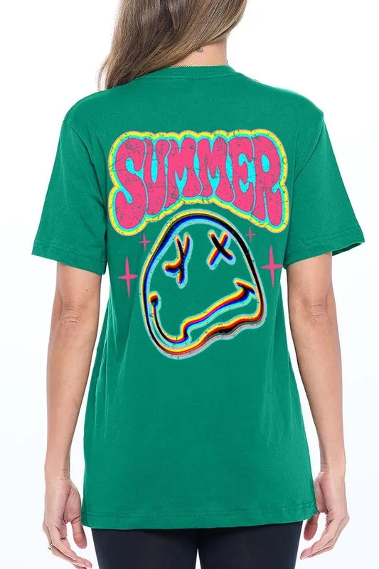 Summer Neon Face Back Printed Graphic T Shirts