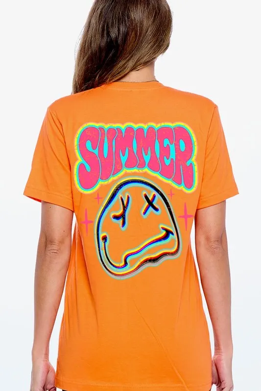 Summer Neon Face Back Printed Graphic T Shirts