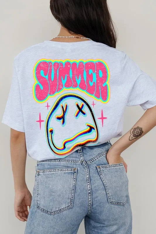 Summer Neon Face Back Printed Graphic T Shirts