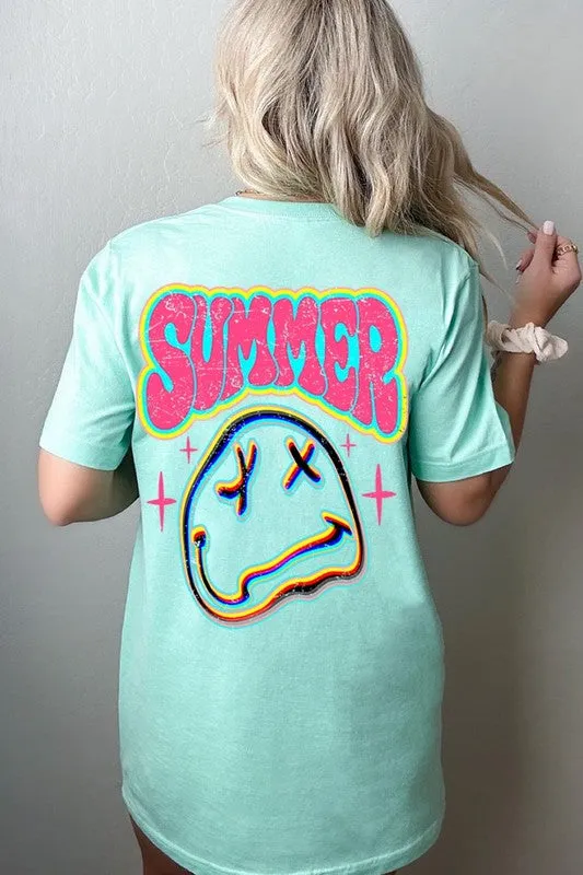 Summer Neon Face Back Printed Graphic T Shirts