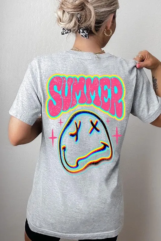 Summer Neon Face Back Printed Graphic T Shirts