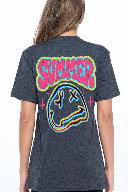 Summer Neon Face Back Printed Graphic T Shirts