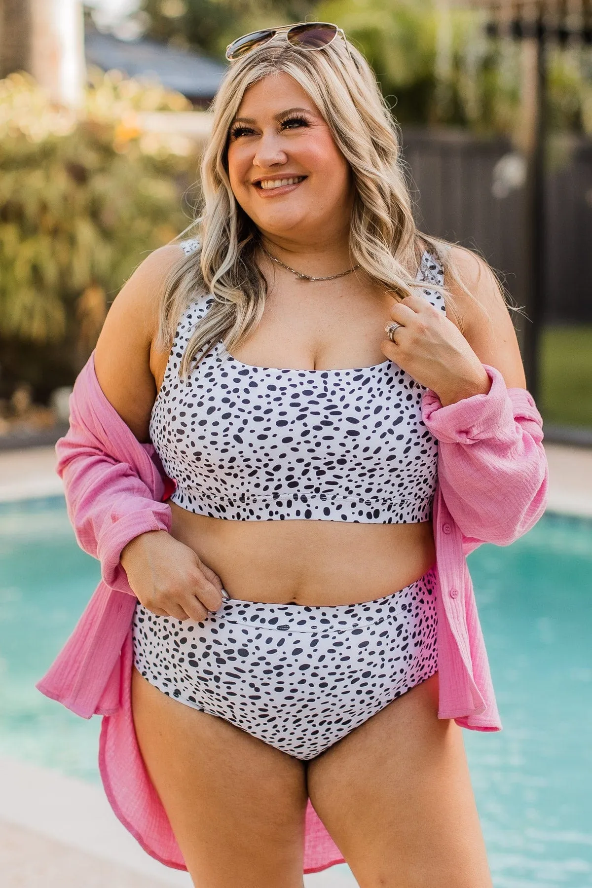 Sweeter Than Sunshine Swim Top- Dalmatian Print