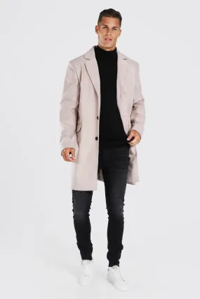 Tall Single Breasted Wool Mix Overcoat | boohooMAN UK