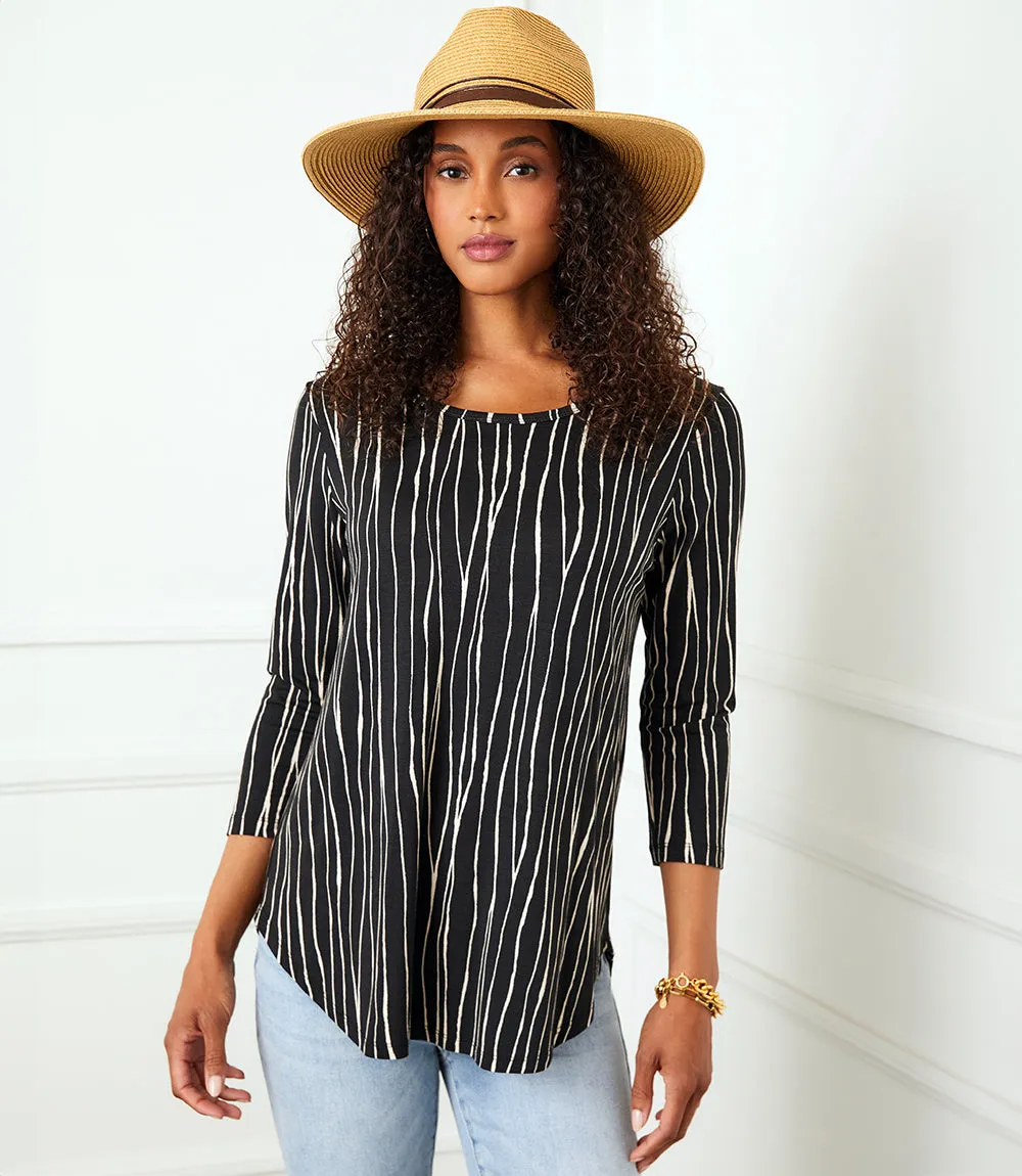 Three Quarter Sleeve Shirttail Top