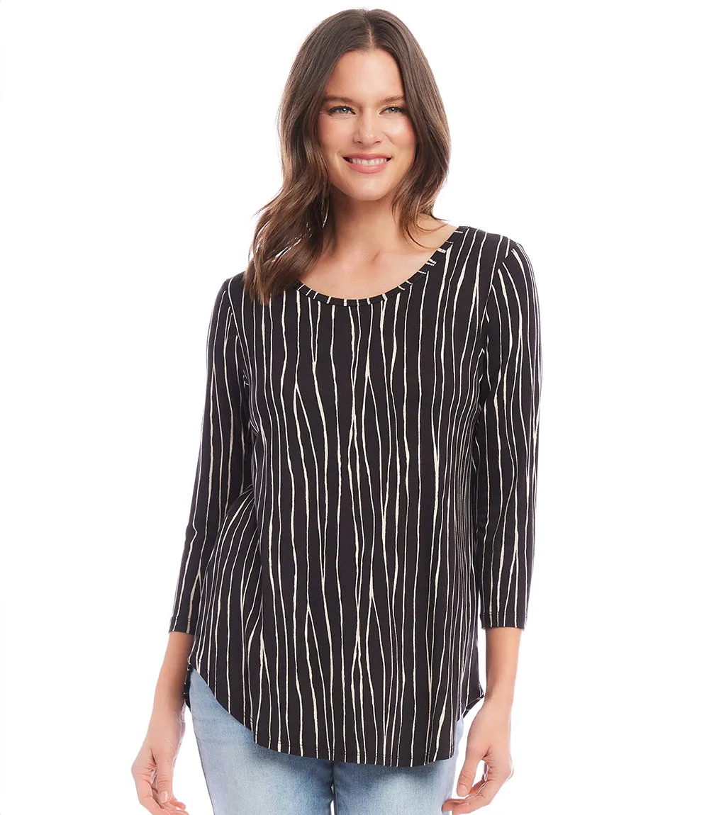 Three Quarter Sleeve Shirttail Top