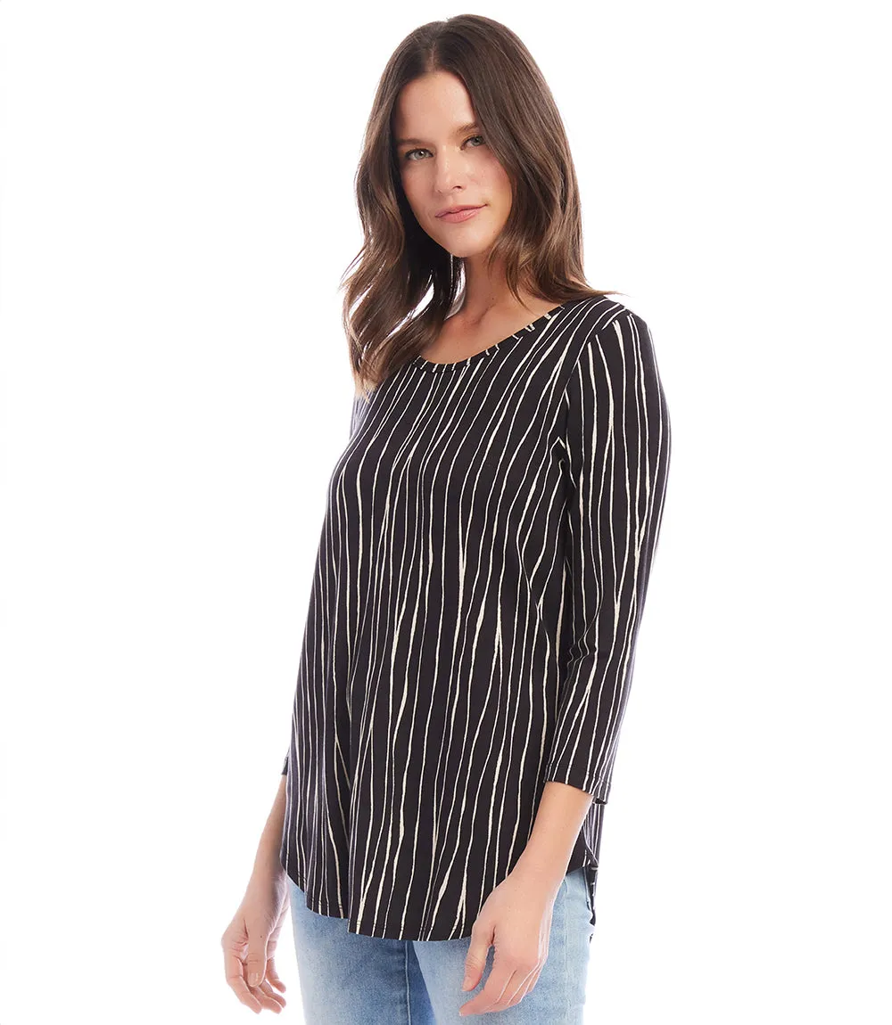 Three Quarter Sleeve Shirttail Top