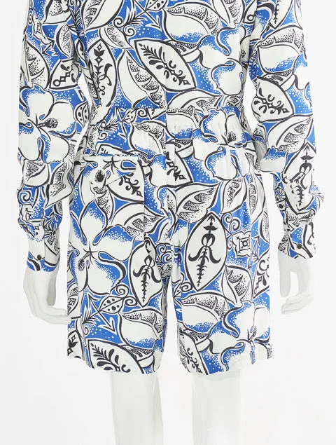 Toga Virilis Blue Print Rayon Shorts