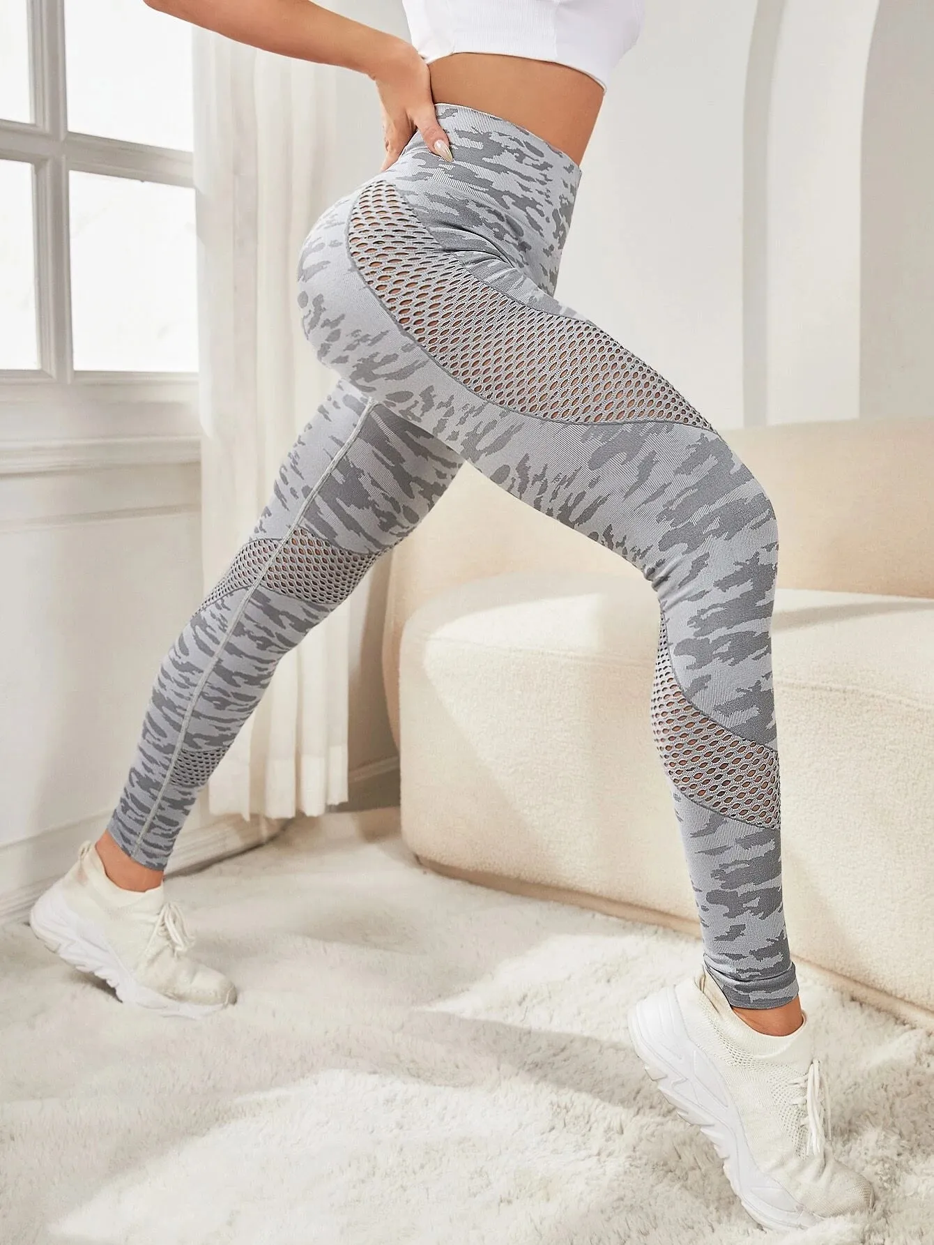 Tori Camo Print Hollow Out Leggings