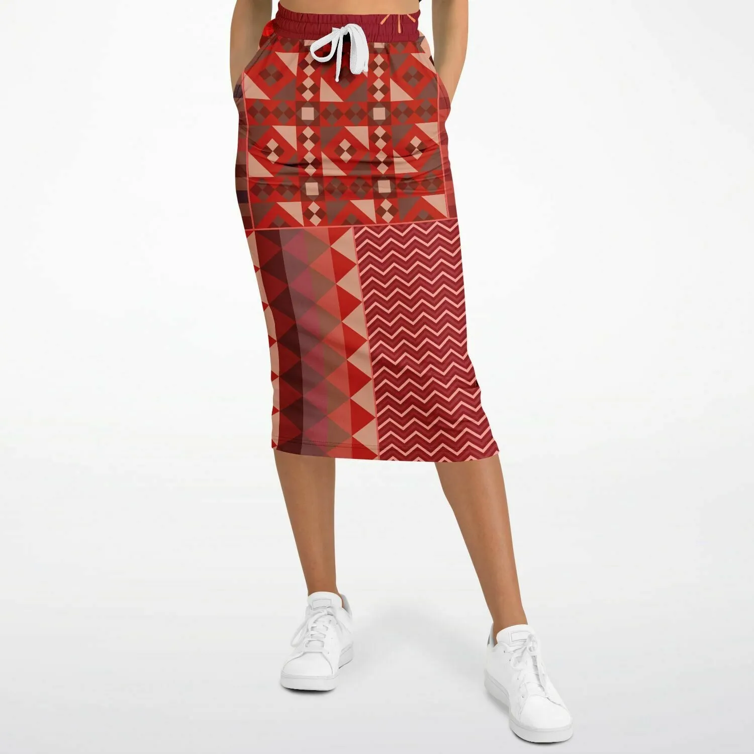 Toscana Red Eco-Poly Long Pocket Skirt