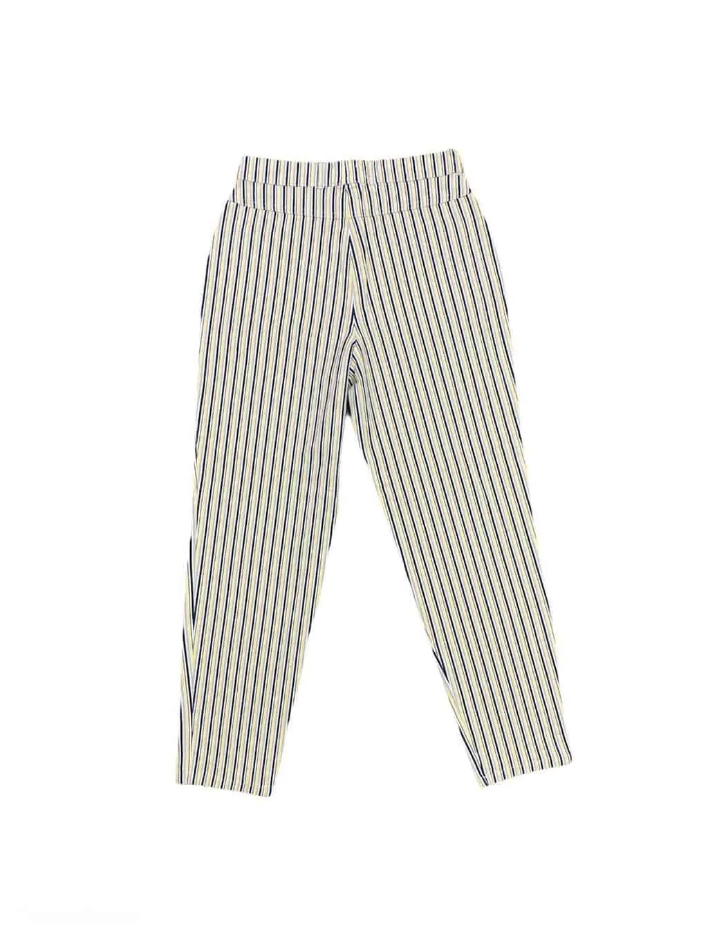 Vintage 90s high rise striped trousers in yellow navy & grey – W29 x L29.5