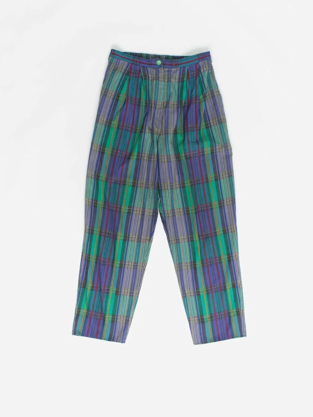 Vintage St Michael plaid tapered trousers in purple and green – Medium