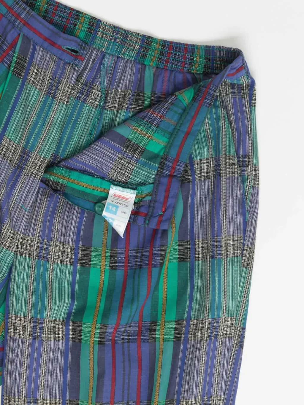 Vintage St Michael plaid tapered trousers in purple and green – Medium