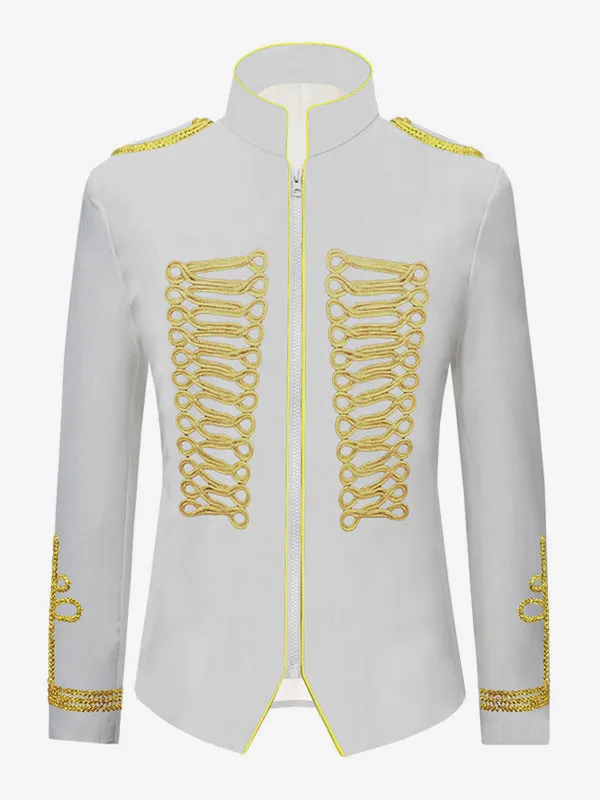 White Vintage Top Royal Long Sleeves Polyester Polyester Fiber Overcoat Retro Costumes For Man