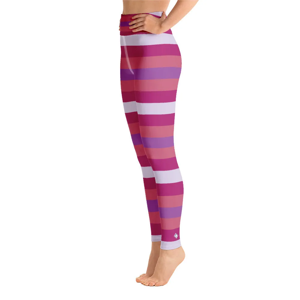 Women's High Waist Striped Mulberry Leggings Tights