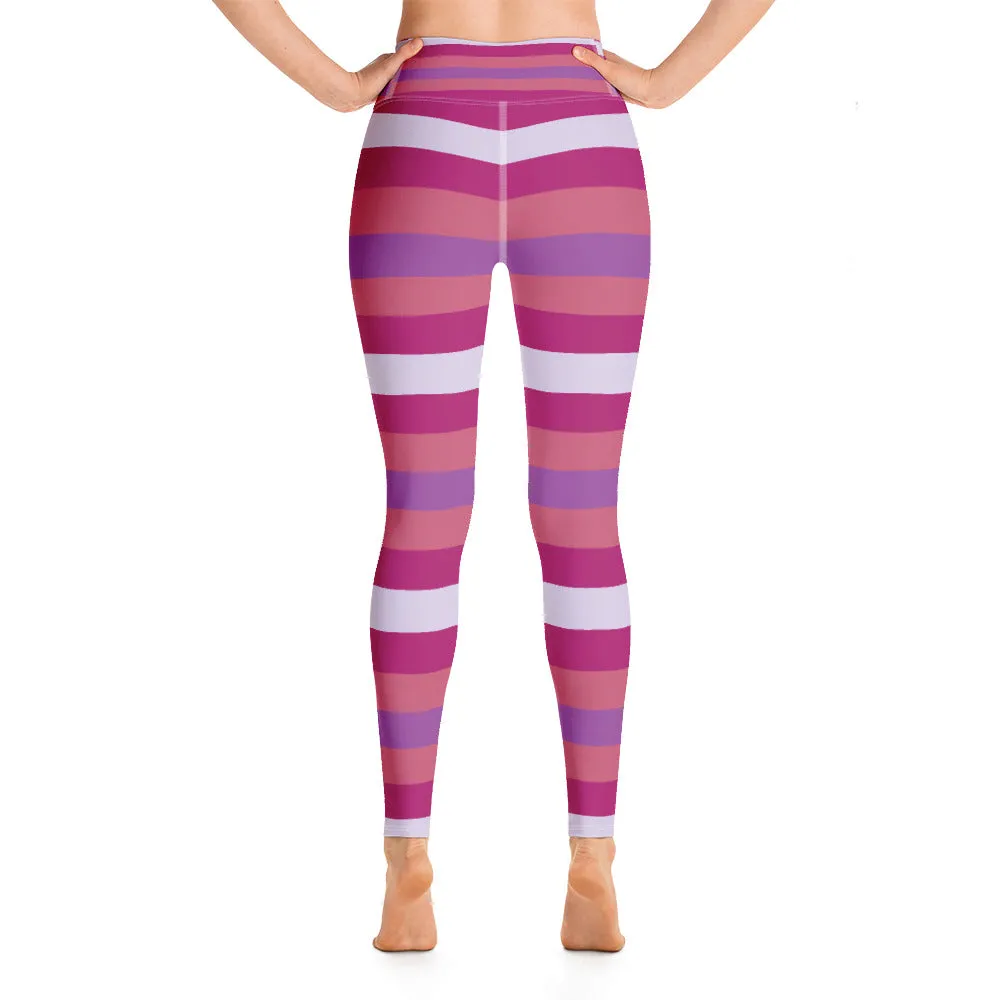 Women's High Waist Striped Mulberry Leggings Tights