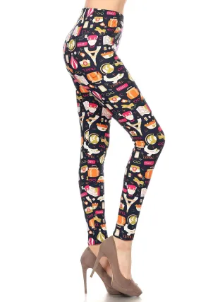 Women's Plus Travel Ticket Theme Pattern Printed Leggings