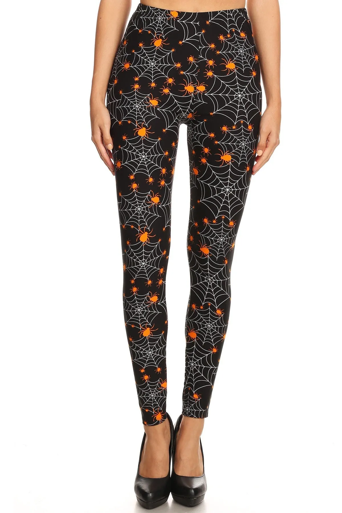 Women's Regular Halloween Spider Spiderweb Pattern Printed Leggings