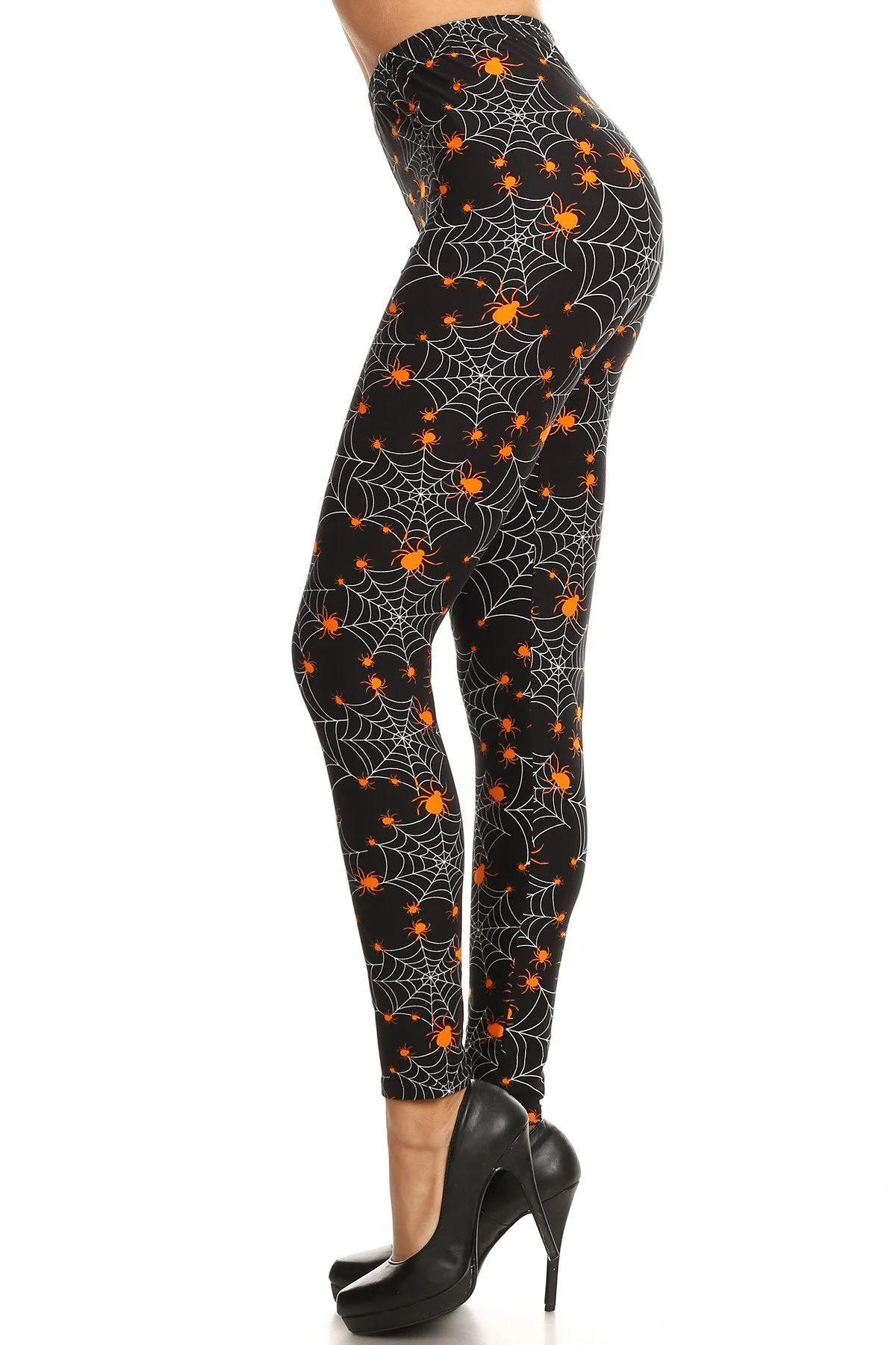 Women's Regular Halloween Spider Spiderweb Pattern Printed Leggings