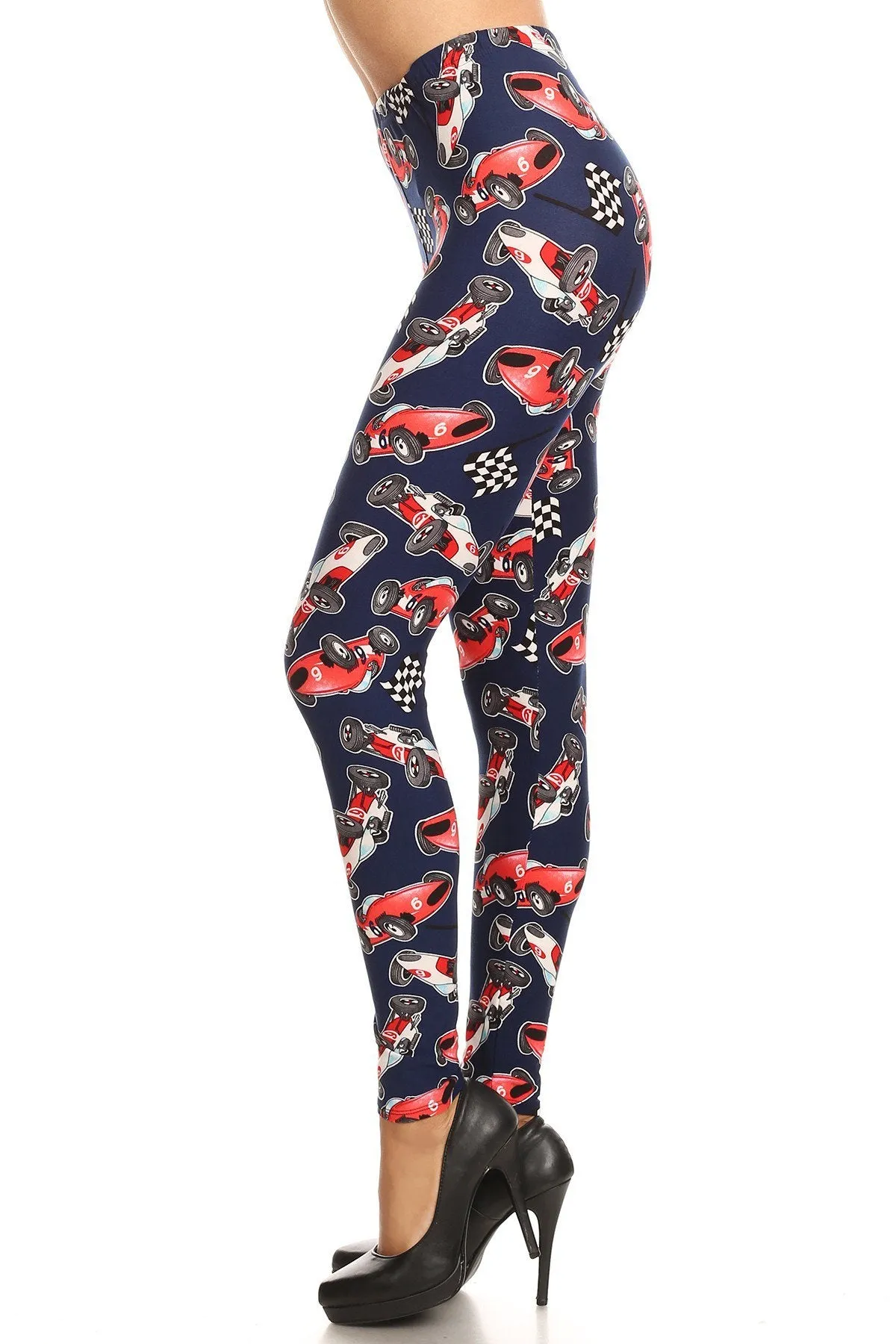 Women's Regular Race Car Speed Racing Pattern Printed Leggings