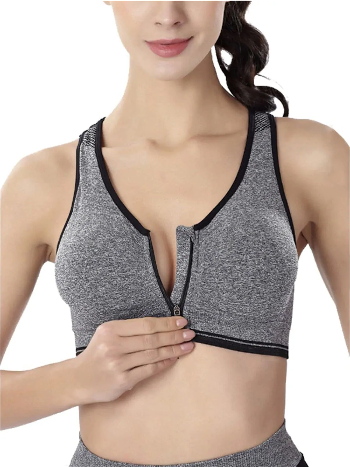 Women's Two Tone Seamless Sports Bra And Perforated Legging Set (4 Style Options)