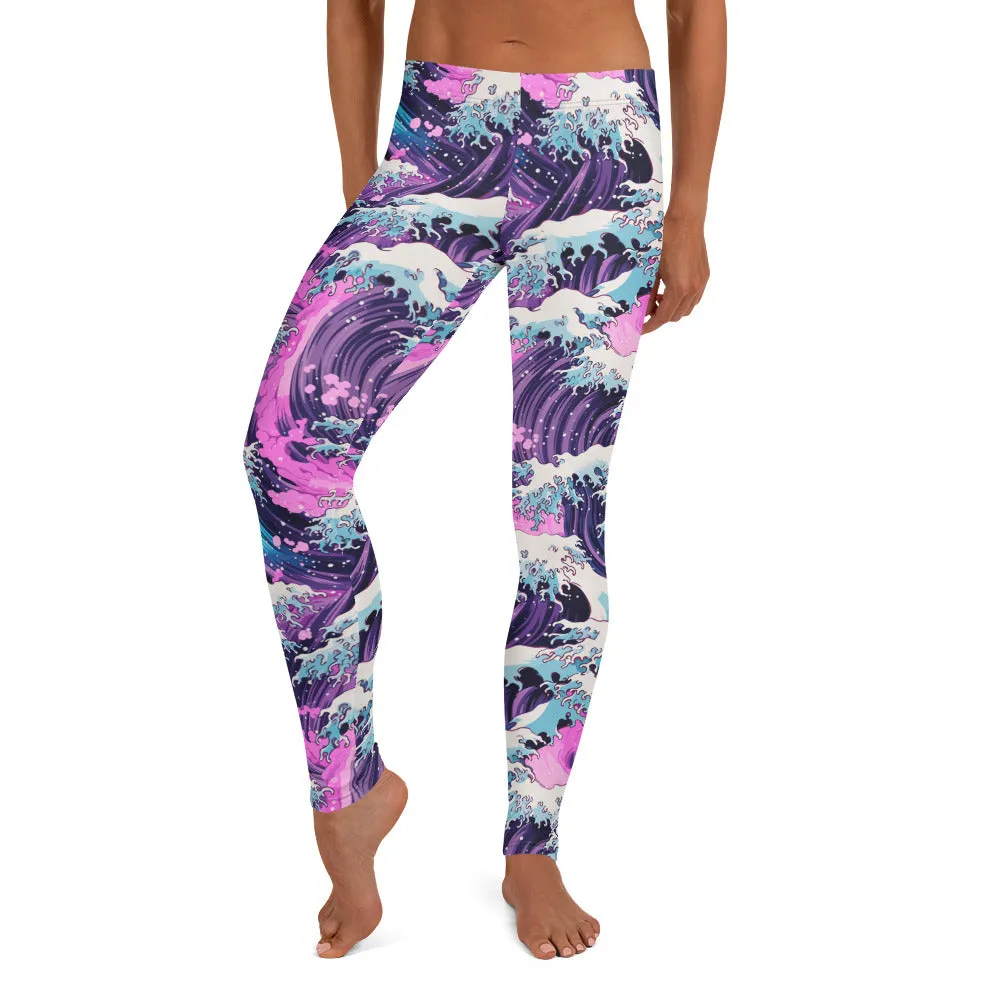 Women's Yoga Pants Workout Leggings - Purple Wave 002