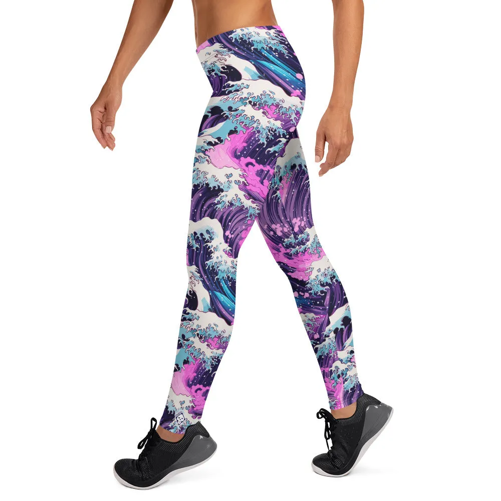 Women's Yoga Pants Workout Leggings - Purple Wave 002