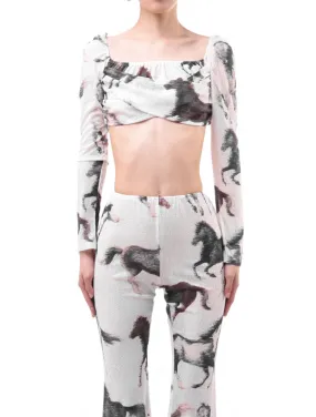 Yuhan Wang Horse Printed Draped Top